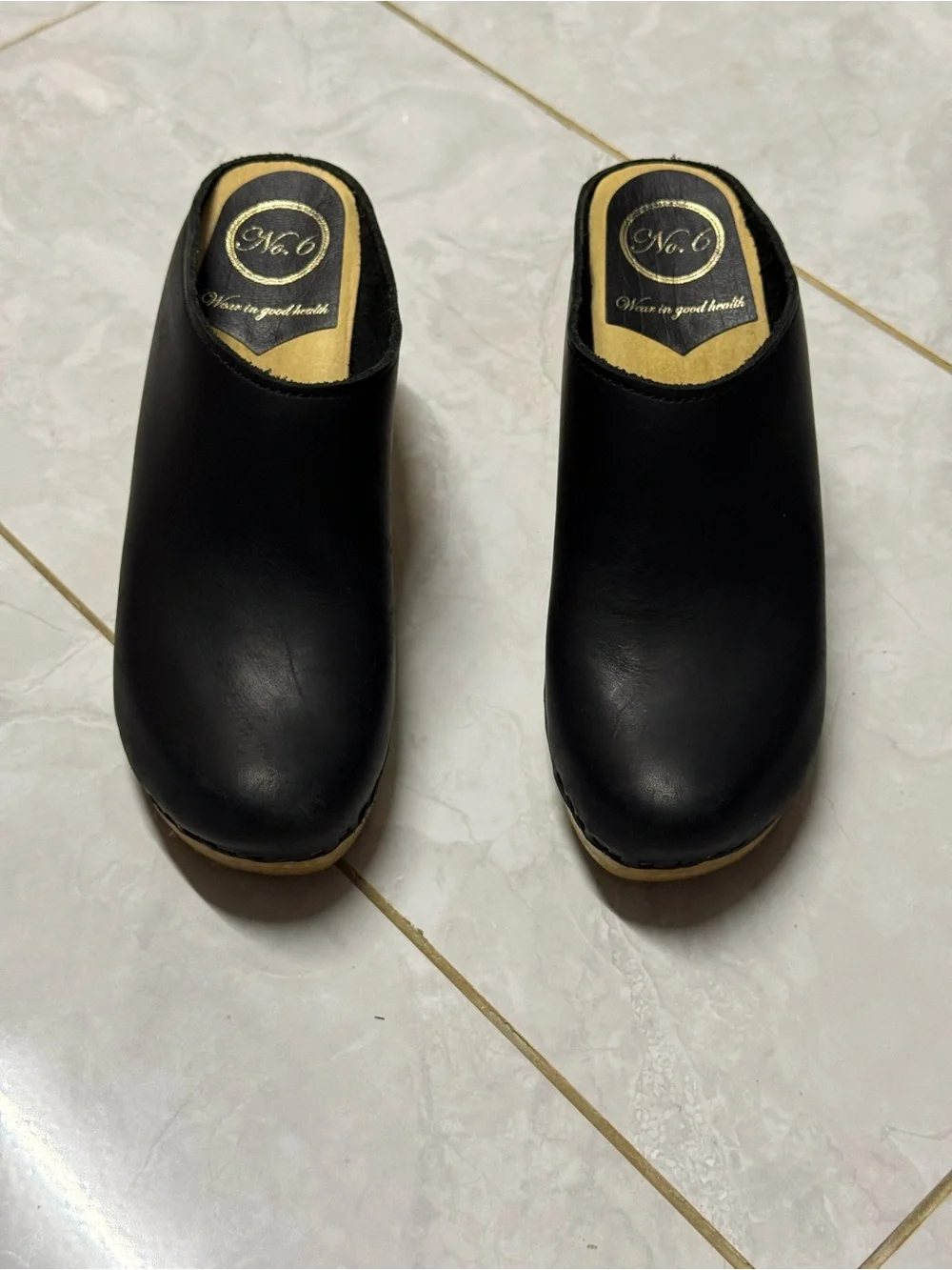No.6 New School Clog on Wedge in Black